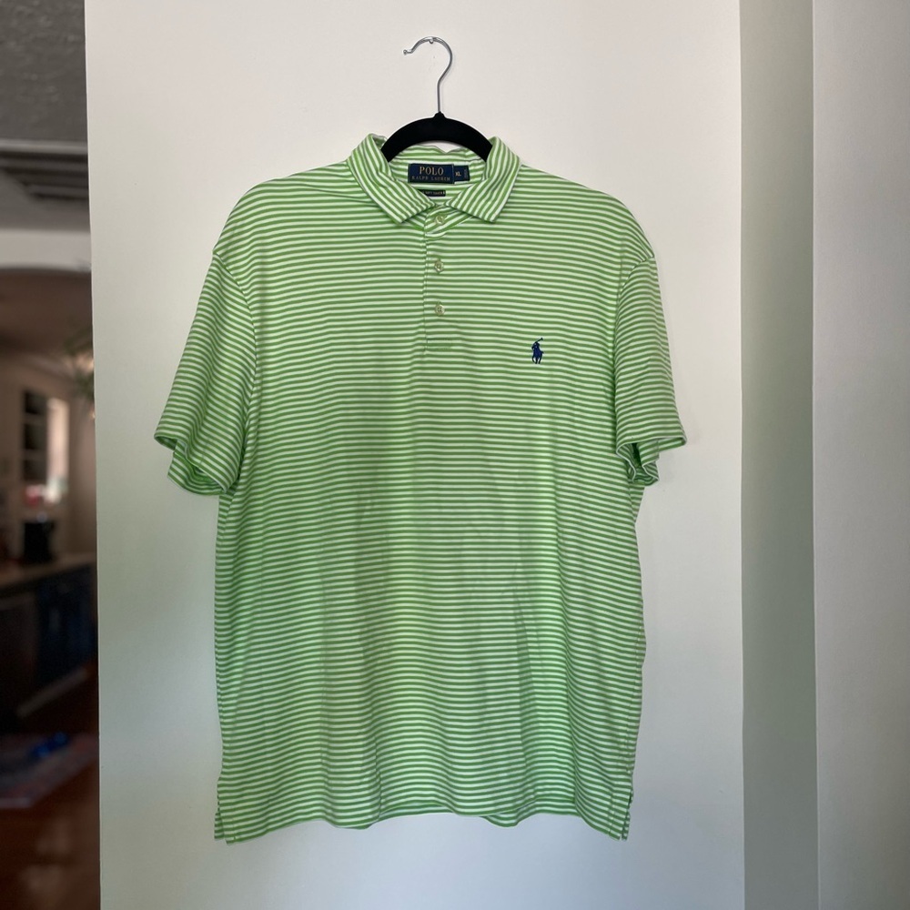 Polo Ralph Lauren - Men's Green & White Pima Soft Touch Polo Shirt - Size XL​​